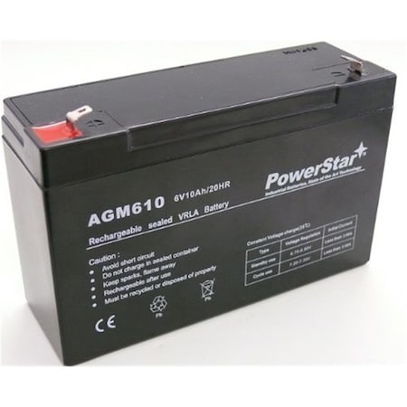 Powerstar 6V 10Ah SLA Battery Replaces CP6100 Tempest and Vision PO46422